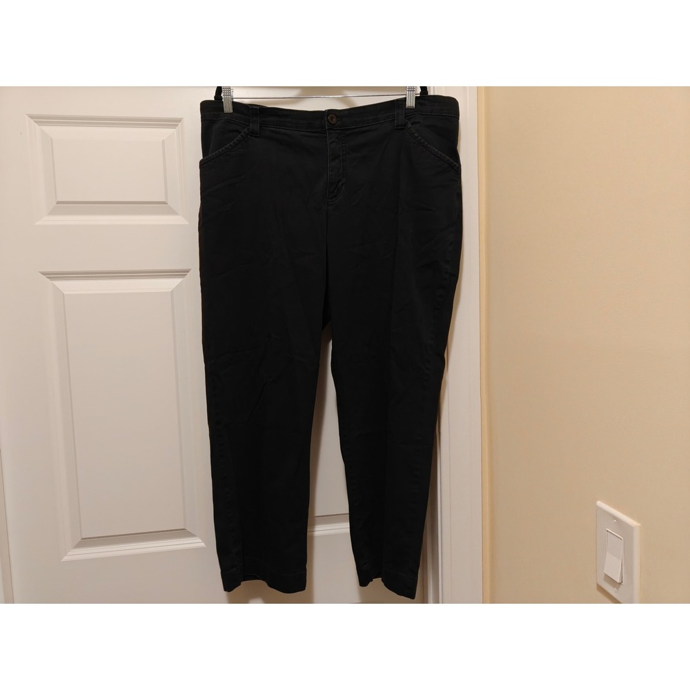 Lee Comfort Waistband Black Stretch Straight Leg Pants Womens 16 Medium Short